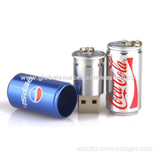 Custom Can Shape USB Flash Drive, Supports Plug-and-play Function, No External Power Supply